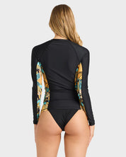 BILLABONG DES TROPIQUES OFF SHORE WOMENS LONG SLEEVE SURF RASH VEST BLACK MULTI