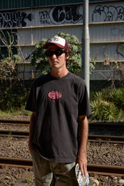 AFENDS DESTROYED RETRO TEE RECYCLED STREET GRAPHIC T-SHIRT STONE BLACK