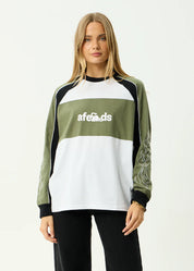 AFENDS DIRTS LONG SLEEVE TEE RECYCLED OVERSIZED STREET DEEP OLIVE