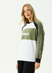 AFENDS DIRTS LONG SLEEVE TEE RECYCLED OVERSIZED STREET DEEP OLIVE
