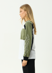 AFENDS DIRTS LONG SLEEVE TEE RECYCLED OVERSIZED STREET DEEP OLIVE