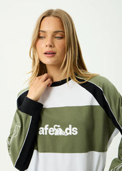 AFENDS DIRTS LONG SLEEVE TEE RECYCLED OVERSIZED STREET DEEP OLIVE