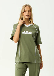 AFENDS DIRTS OVERSIZED TEE RECYCLED STREET GRAPHIC T-SHIRT DEEP OLIVE