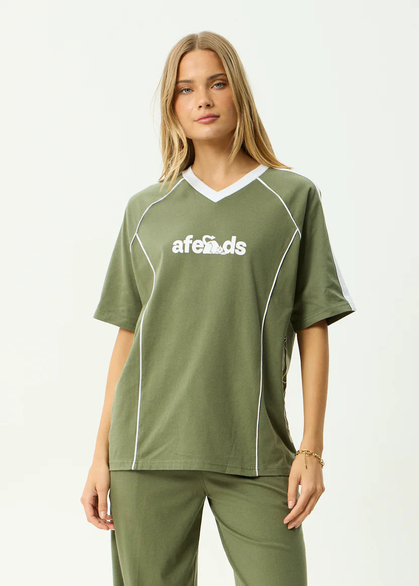 AFENDS DIRTS OVERSIZED TEE RECYCLED STREET GRAPHIC T-SHIRT DEEP OLIVE