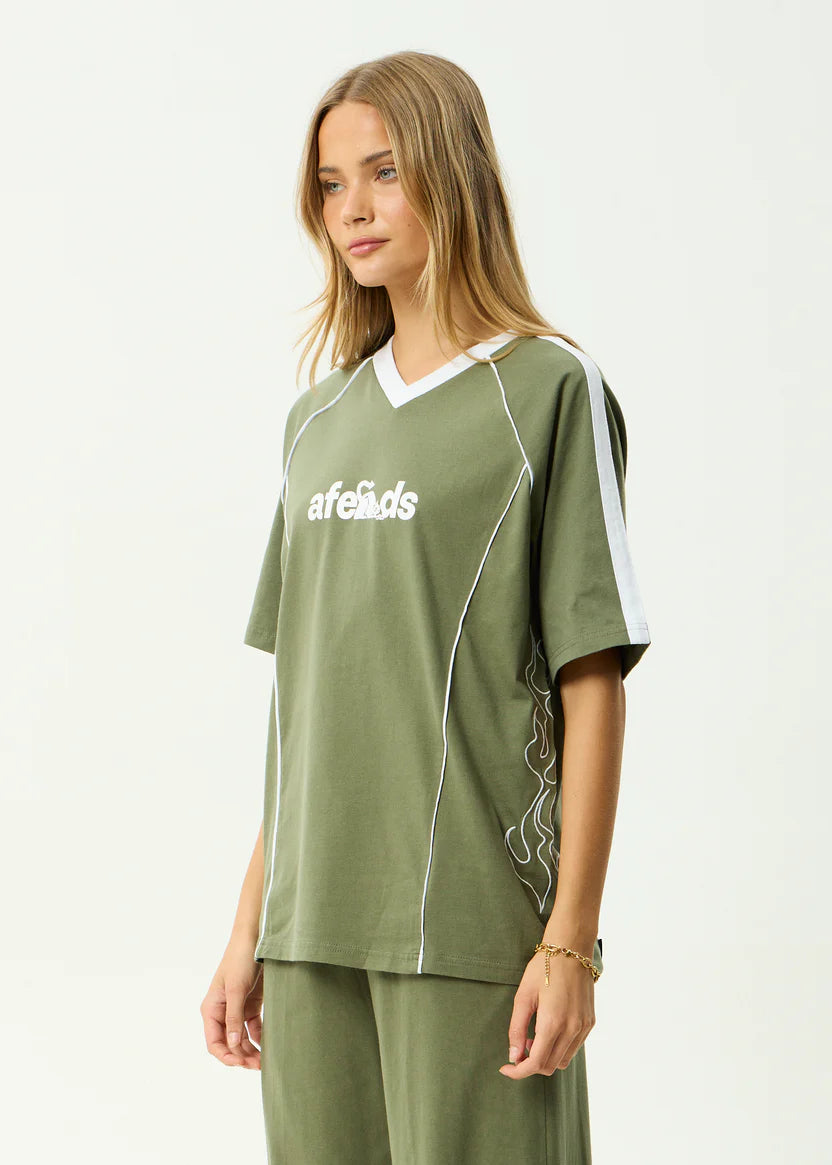 AFENDS DIRTS OVERSIZED TEE RECYCLED STREET GRAPHIC T-SHIRT DEEP OLIVE