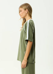 AFENDS DIRTS OVERSIZED TEE RECYCLED STREET GRAPHIC T-SHIRT DEEP OLIVE