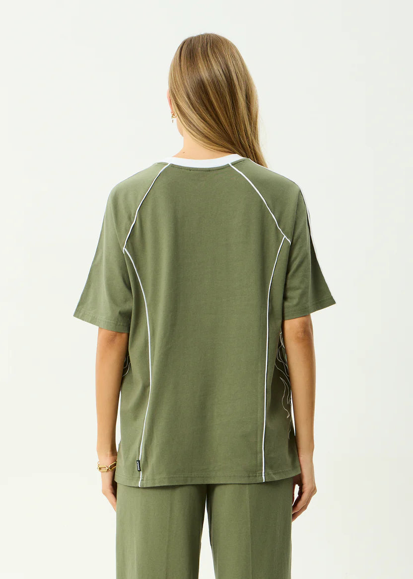AFENDS DIRTS OVERSIZED TEE RECYCLED STREET GRAPHIC T-SHIRT DEEP OLIVE
