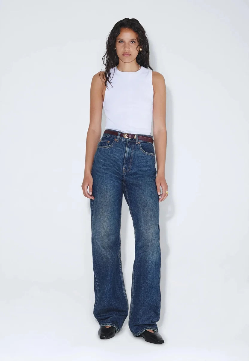 DR. DENIM ECHO HIGH STRAIGHT JEANS – BAY DARK USED VINTAGE