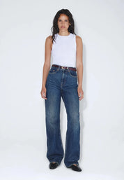 DR. DENIM ECHO HIGH STRAIGHT JEANS – BAY DARK USED VINTAGE