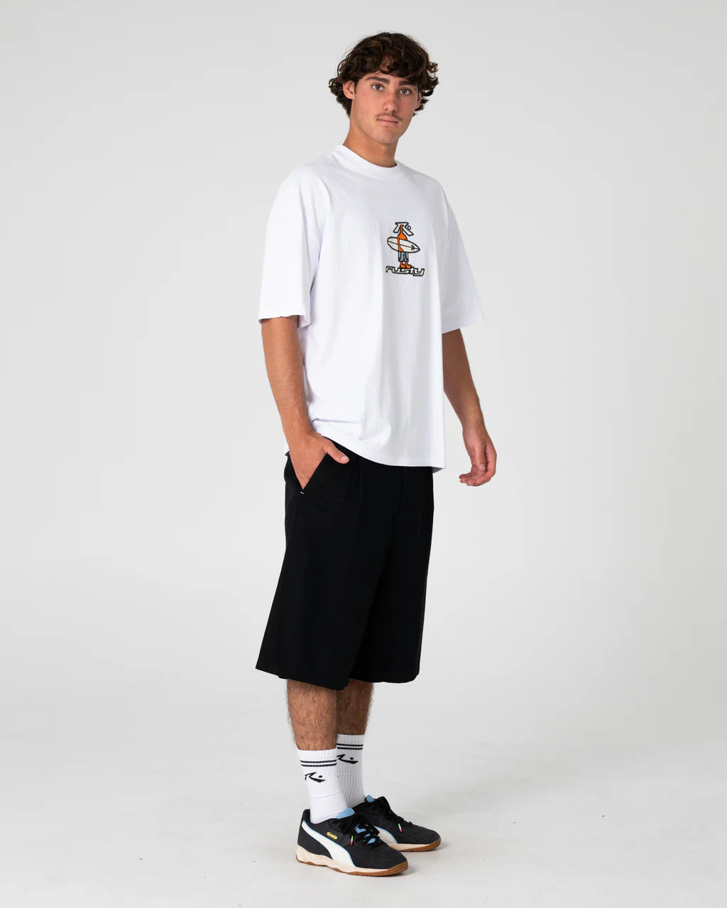 RUSTY DR DOT GRAPHIC TEE MENS SURF STREET T-SHIRT CLASSIC WHITE