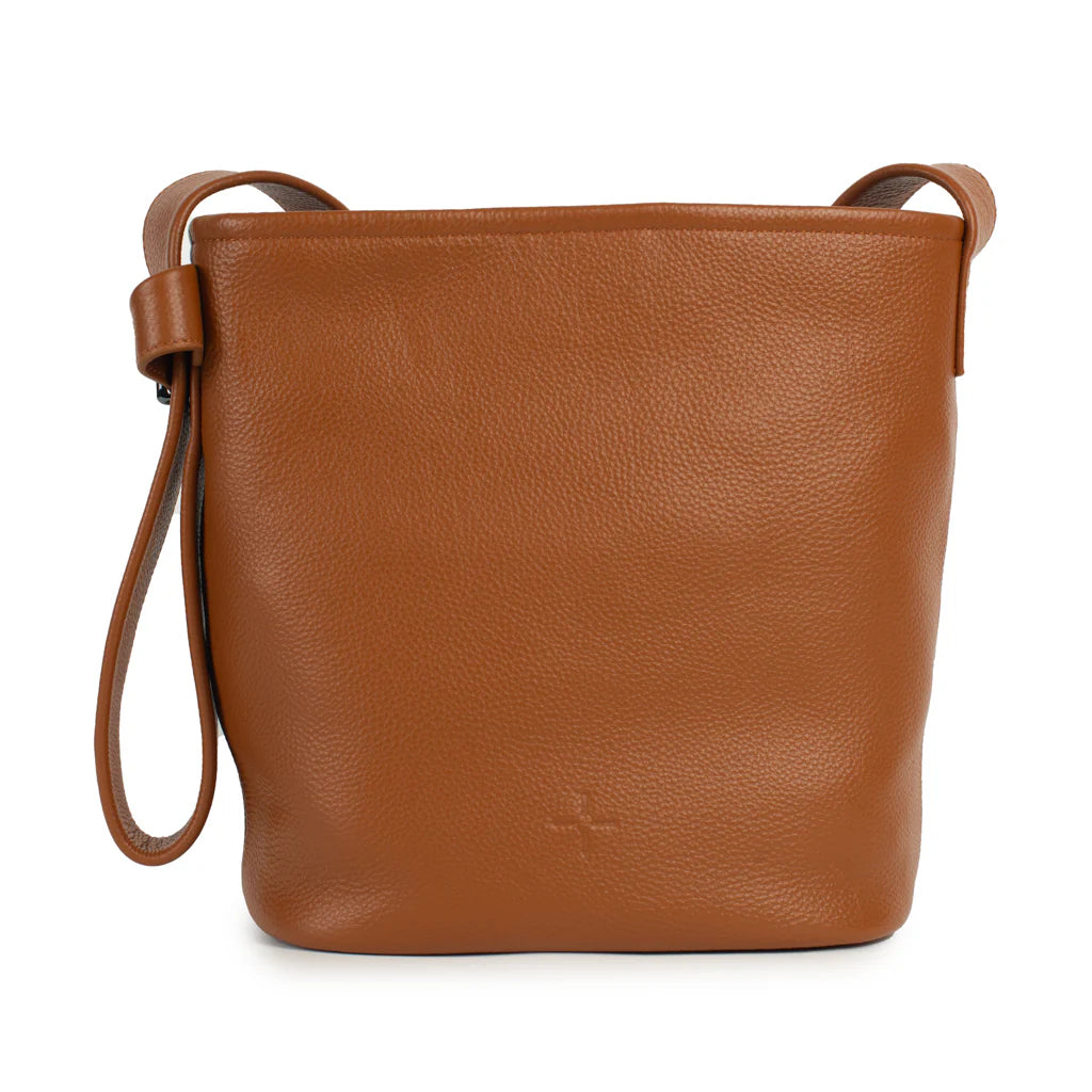 DUSKY ROBIN BROOKE PEBBLED LEATHER BUCKET BAG – PEBBLED TAN