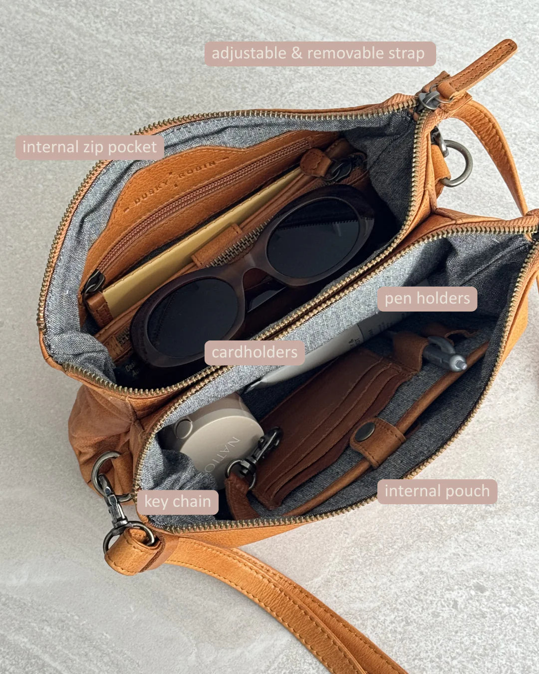 DUSKY ROBIN ELLIE LEATHER BAG – TAN