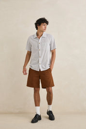 RHYTHM ESSENTIAL HERRINGBONE SHORT MENS FIXED WAIST BROWN