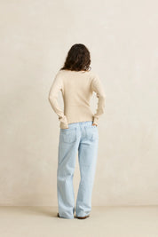 RHYTHM ESSENTIAL LONG SLEEVE KNIT TOP WHITE MARLE