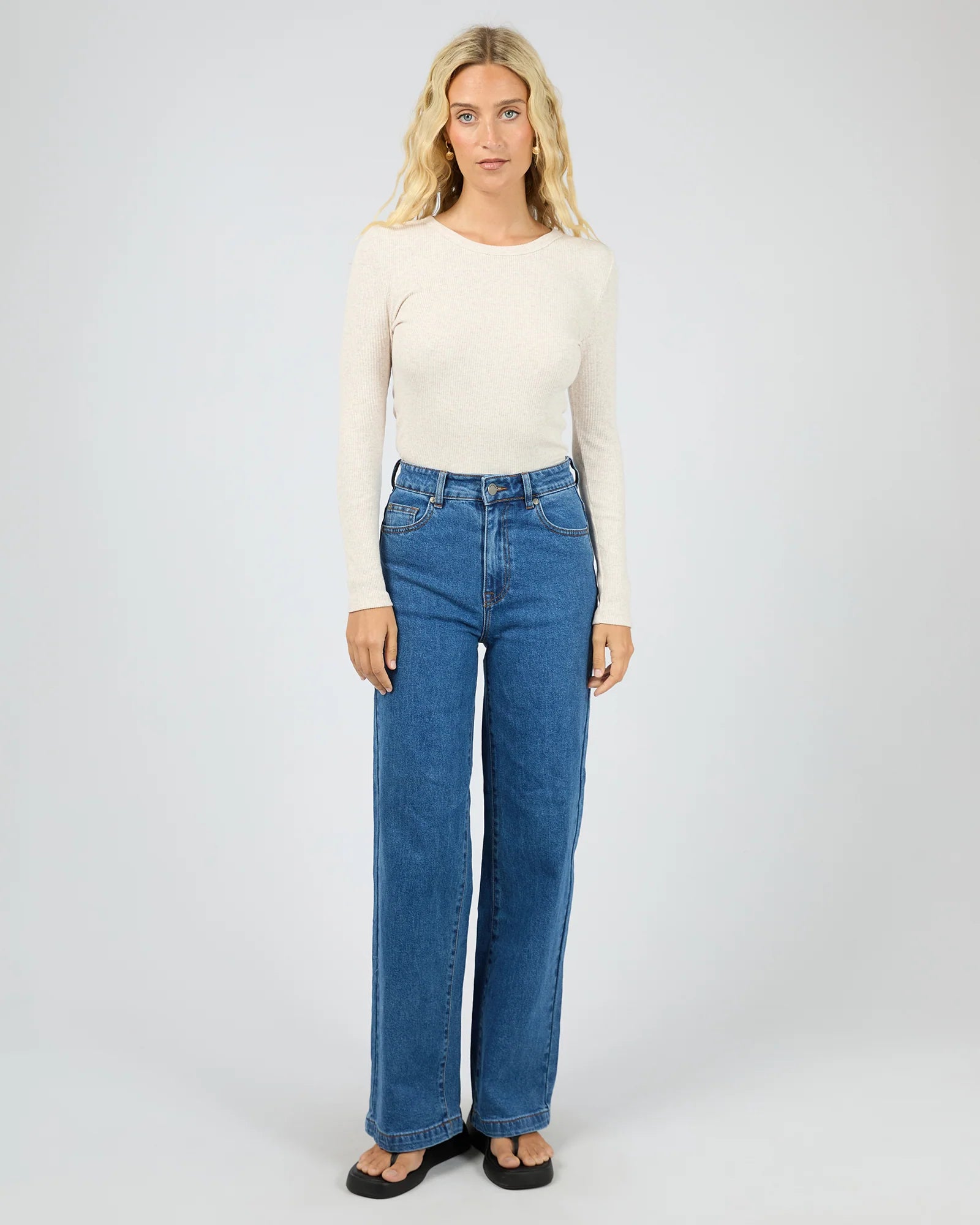 ALL ABOUT EVE EVE RIB BABY LONG SLEEVE TEE – OATMEAL