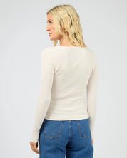 ALL ABOUT EVE EVE RIB BABY LONG SLEEVE TEE – OATMEAL