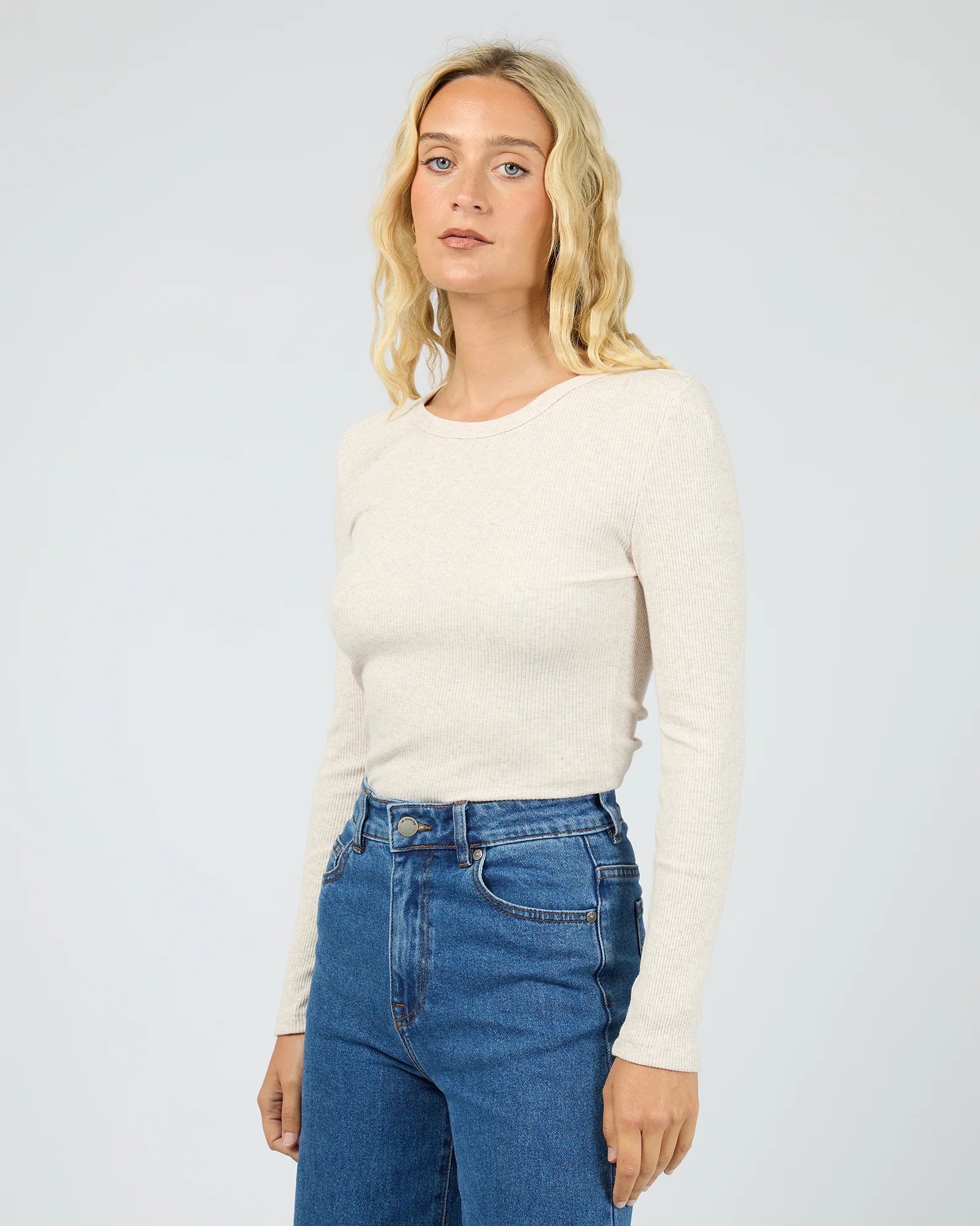 ALL ABOUT EVE EVE RIB BABY LONG SLEEVE TEE – OATMEAL