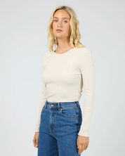 ALL ABOUT EVE EVE RIB BABY LONG SLEEVE TEE – OATMEAL