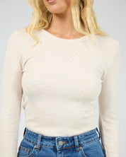ALL ABOUT EVE EVE RIB BABY LONG SLEEVE TEE – OATMEAL