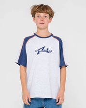 RUSTY FADE R BOYS SHORT SLEEVE T SHIRT ECRU MARLE KIDS SURF TEE