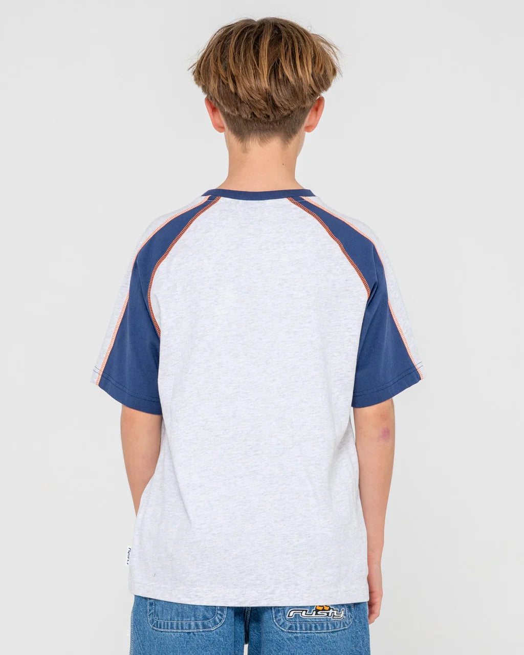 RUSTY FADE R BOYS SHORT SLEEVE T SHIRT ECRU MARLE KIDS SURF TEE