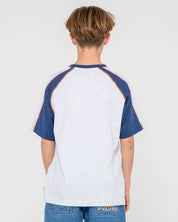 RUSTY FADE R BOYS SHORT SLEEVE T SHIRT ECRU MARLE KIDS SURF TEE