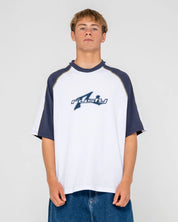 RUSTY FADE R PANEL GRAPHIC T SHIRT WHITE MENS SURF SKATE TEE