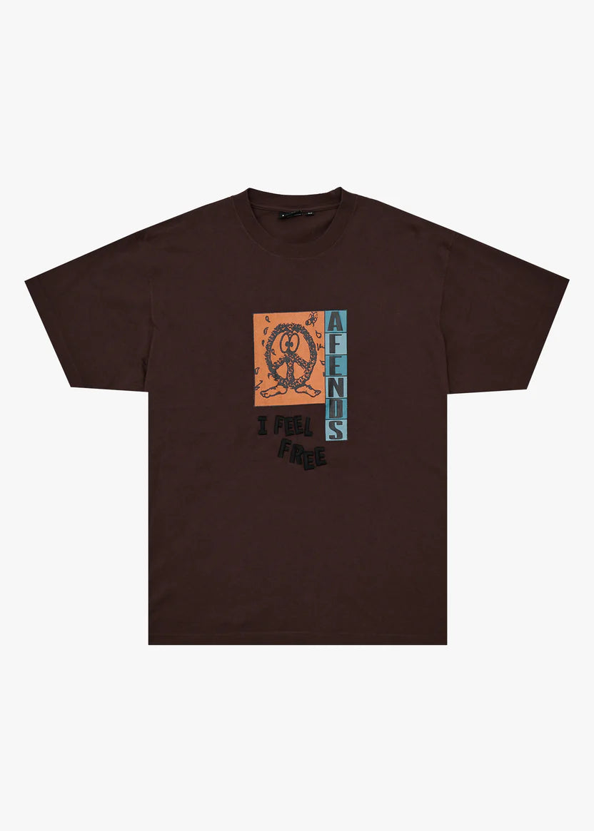 AFENDS FEEL FREE BOXY TEE RECYCLED SKATE GRAPHIC T-SHIRT COFFEE