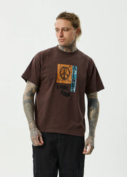 AFENDS FEEL FREE BOXY TEE RECYCLED SKATE GRAPHIC T-SHIRT COFFEE