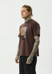AFENDS FEEL FREE BOXY TEE RECYCLED SKATE GRAPHIC T-SHIRT COFFEE