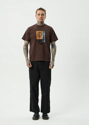 AFENDS FEEL FREE BOXY TEE RECYCLED SKATE GRAPHIC T-SHIRT COFFEE