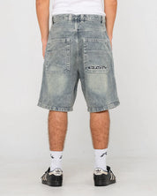 RUSTY FLIP DADDY 2.0 22 INCH BAGGY JORT DIRTY DAWG MENS DENIM SHORT
