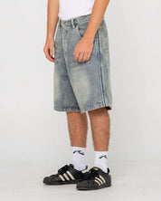 RUSTY FLIP DADDY 2.0 22 INCH BAGGY JORT DIRTY DAWG MENS DENIM SHORT