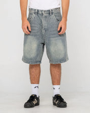 RUSTY FLIP DADDY 2.0 22 INCH BAGGY JORT DIRTY DAWG MENS DENIM SHORT