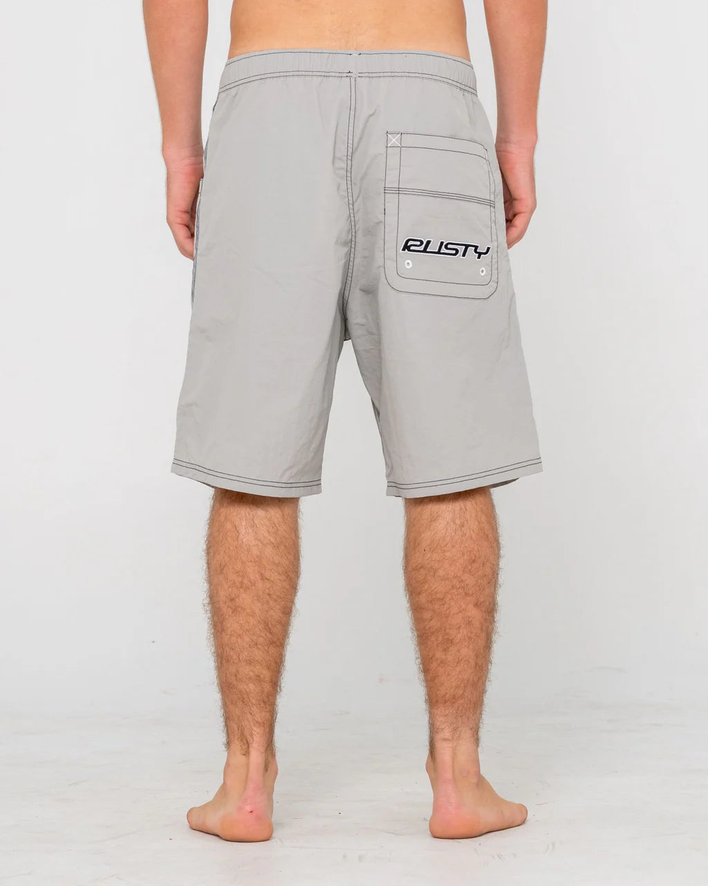 RUSTY FLIP DADDY 22" ELASTIC WAIST BOARDSHORT SURF SWIM STONE GREY
