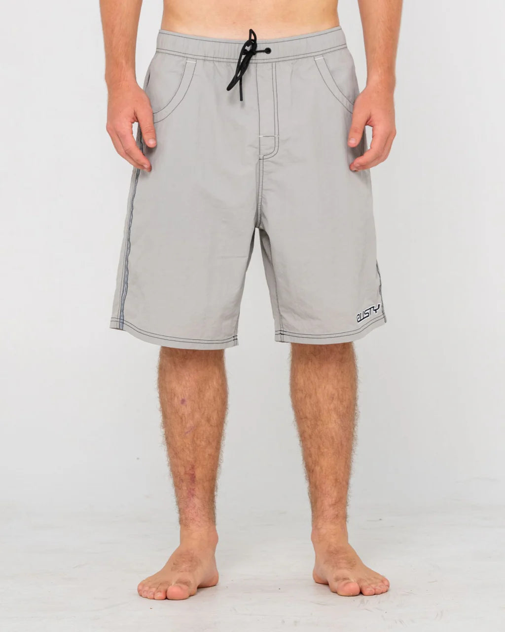 RUSTY FLIP DADDY 22" ELASTIC WAIST BOARDSHORT SURF SWIM STONE GREY