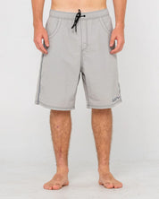 RUSTY FLIP DADDY 22" ELASTIC WAIST BOARDSHORT SURF SWIM STONE GREY