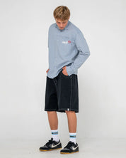RUSTY FLIP DADDY 23 INCH ELASTIC BAGGY SHORT BLACK MENS SURF SHORTS