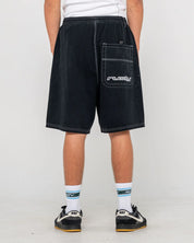 RUSTY FLIP DADDY 23 INCH ELASTIC BAGGY SHORT BLACK MENS SURF SHORTS