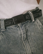 RUSTY FLIP DADDY ELASTIC WEBBING BELT MENS SURF STREET BLACK