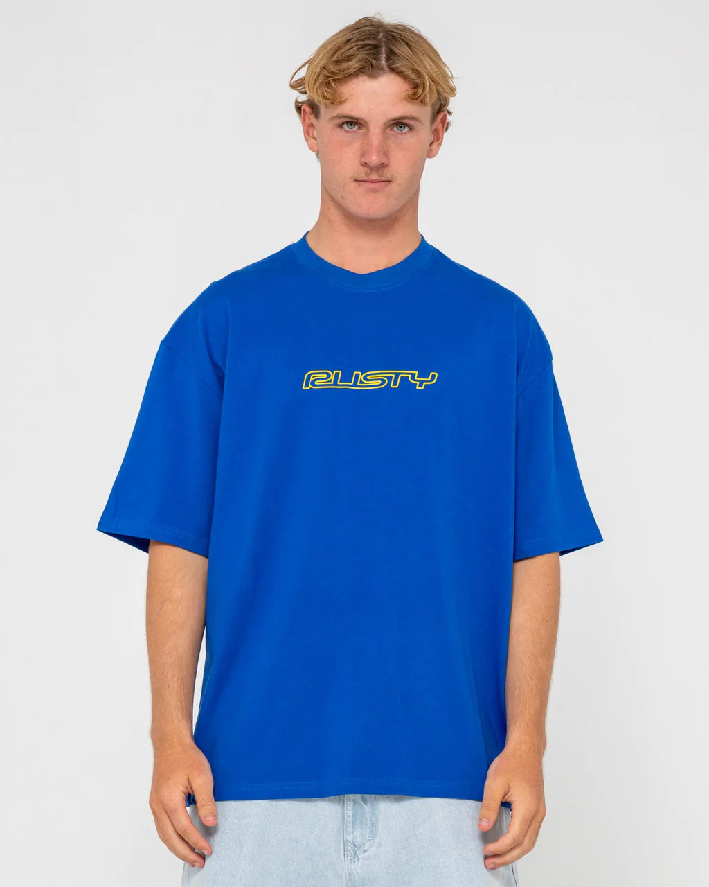 RUSTY FLIP DADDY GRAPHIC TEE – MENS RETRO SURF STREET STYLE COTTON T-SHIRT ROYAL BLUE