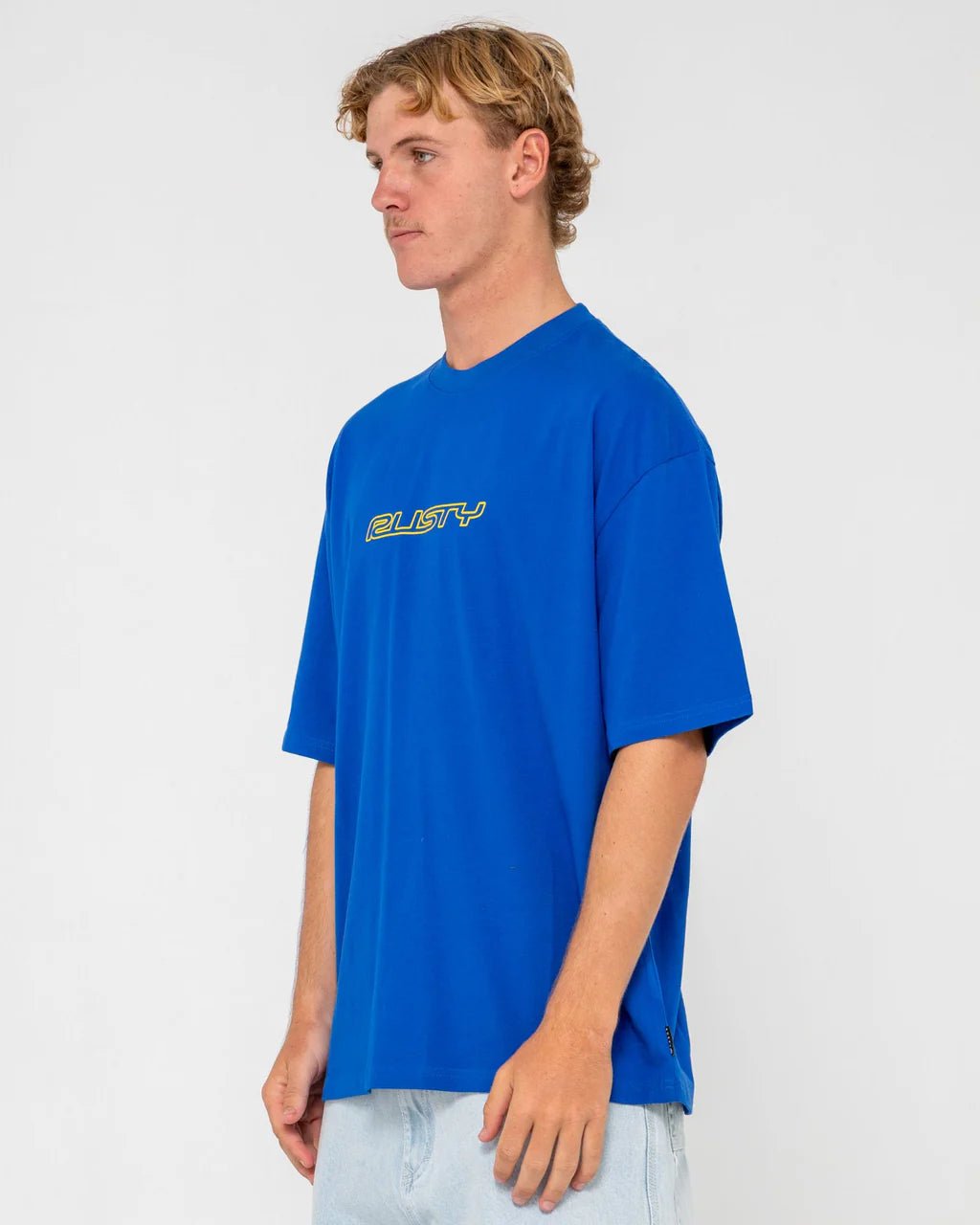 RUSTY FLIP DADDY GRAPHIC TEE – MENS RETRO SURF STREET STYLE COTTON T-SHIRT ROYAL BLUE
