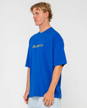 RUSTY FLIP DADDY GRAPHIC TEE – MENS RETRO SURF STREET STYLE COTTON T-SHIRT ROYAL BLUE