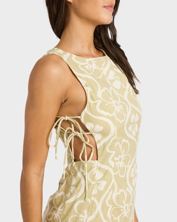 BILLABONG FLORAL TRIP WOMENS MINI DRESS CACTUS SUMMER BEACH DRESS