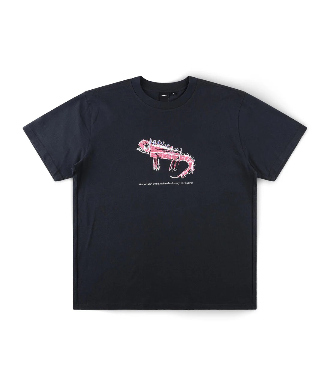 FORMER ADOLE T-SHIRT MENS GRAPHIC STREETWEAR TEE 200GSM BLACK