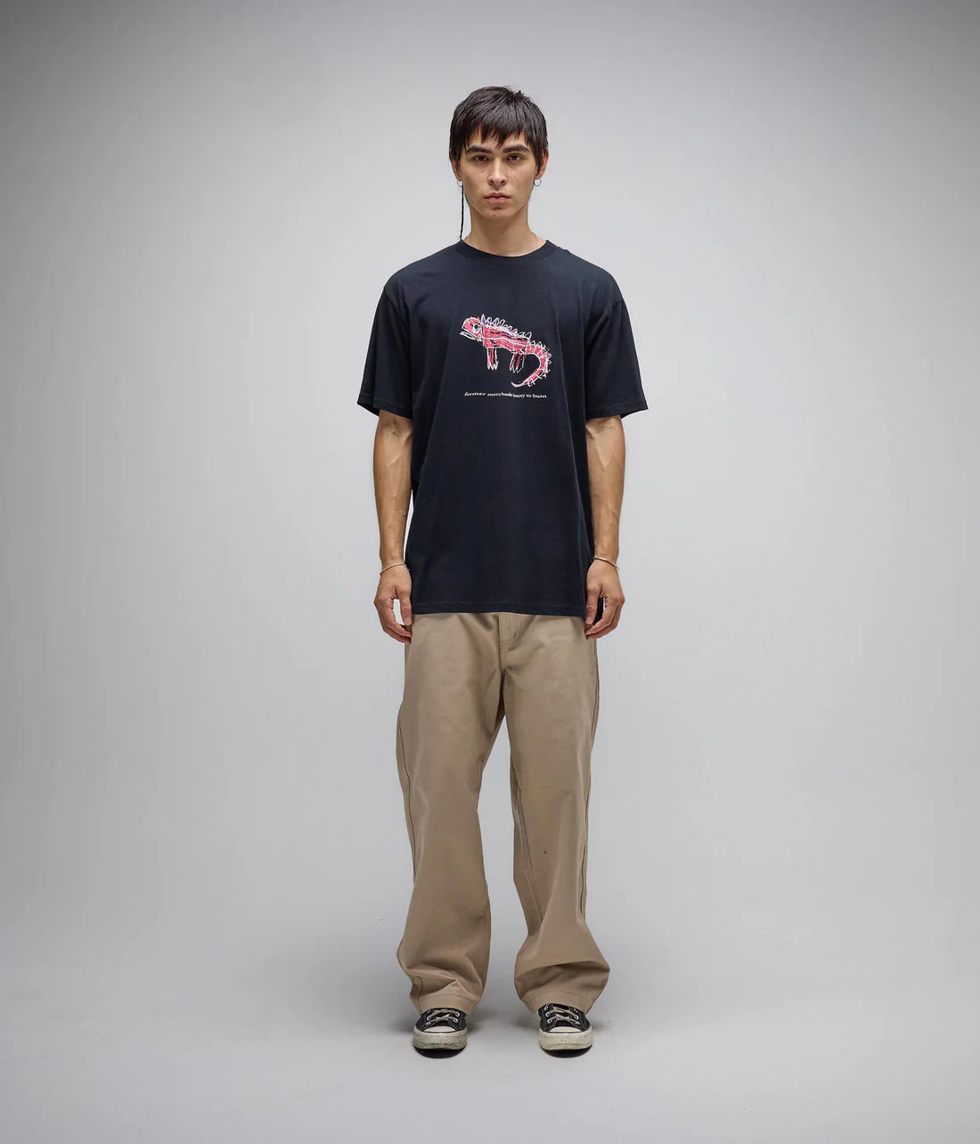 FORMER ADOLE T-SHIRT MENS GRAPHIC STREETWEAR TEE 200GSM BLACK