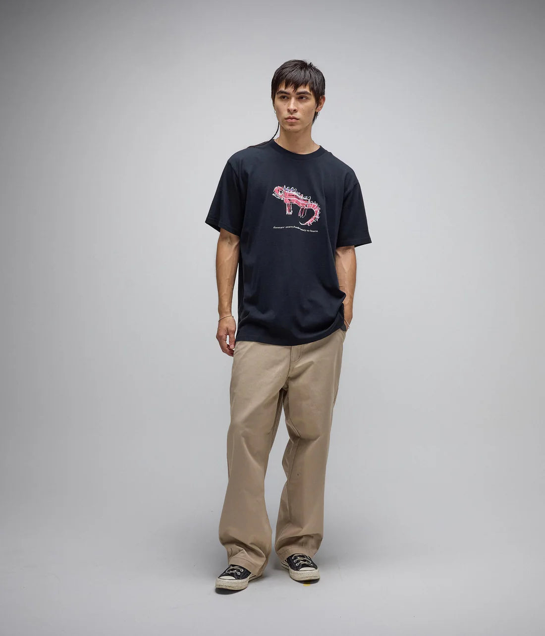 FORMER ADOLE T-SHIRT MENS GRAPHIC STREETWEAR TEE 200GSM BLACK