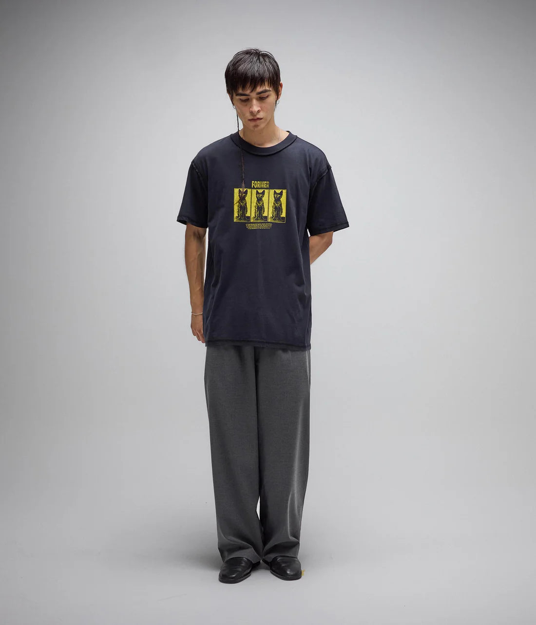 FORMER VET T SHIRT WASHED BLACK PREMIUM 200GSM MENS GRAPHIC TEE