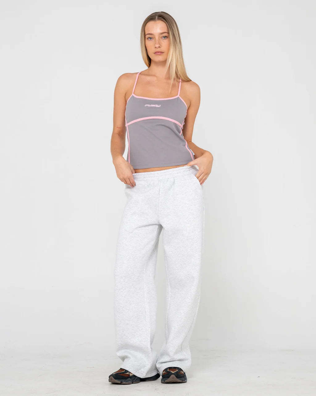 RUSTY FREO KING FITTED TOP WOMENS RETRO SURF T-SHIRT ULTIMATE GREY