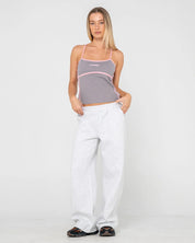 RUSTY FREO KING FITTED TOP WOMENS RETRO SURF T-SHIRT ULTIMATE GREY